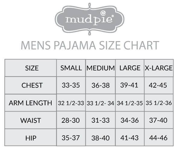 Men's Size Chart Mud Pie